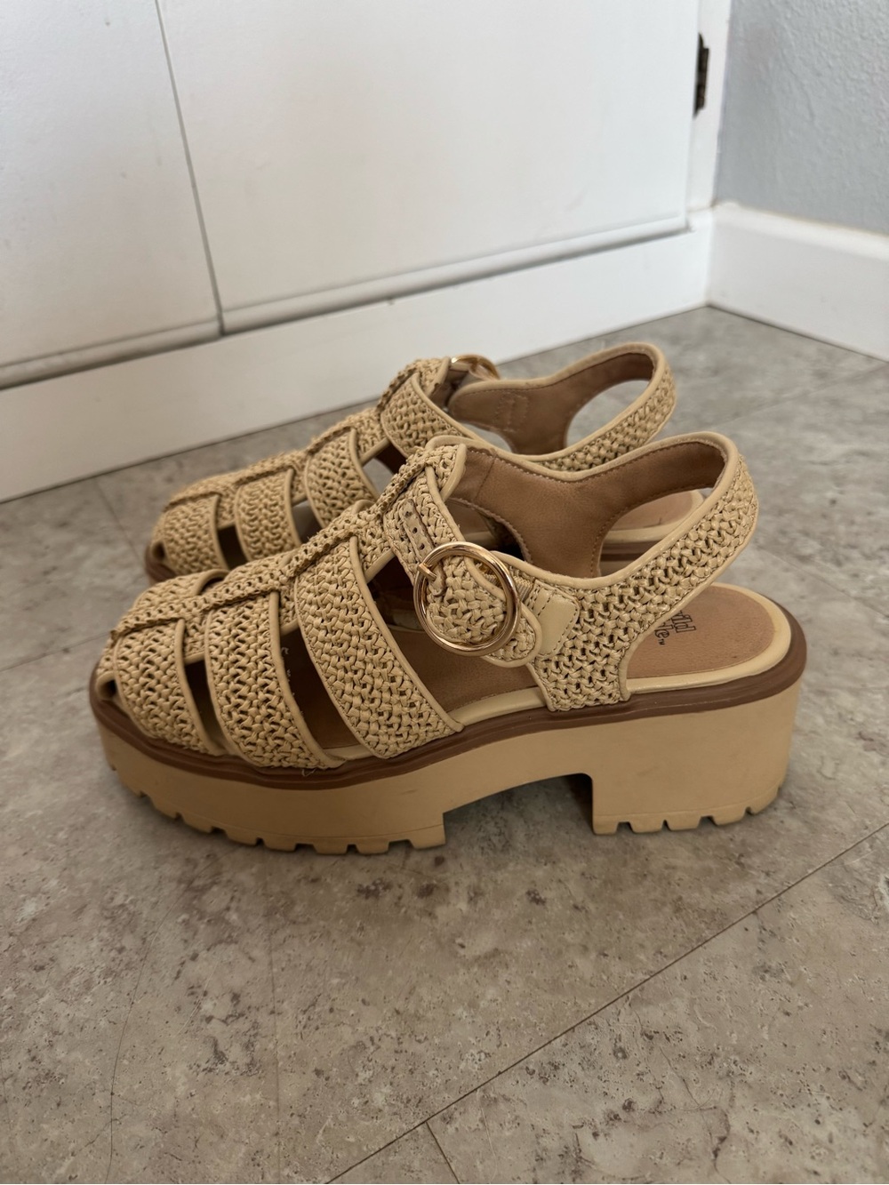 wild fable Beige Woven Platform Sandals